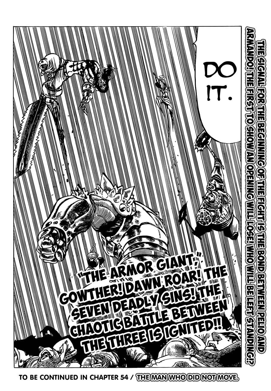Nanatsu no Taizai Chapter 53 page 21 - Chapter 53: The Armor Giant vs. The Roars of Dawn