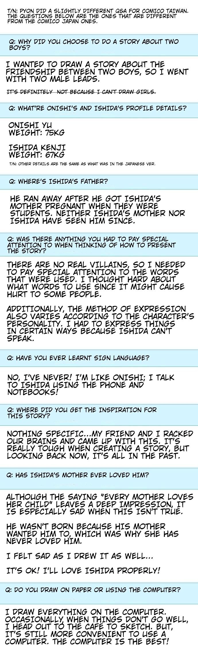 Nanohana Boys Chapter 33.1 page 18 - Chapter 33.1 : Q&A