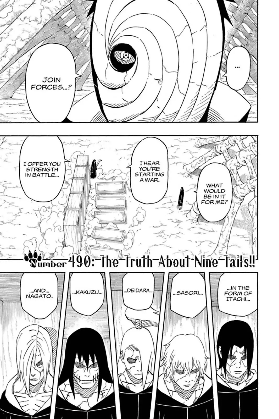 Naruto Chapter 490 page 1 - Chapter 490: The Truth About Nine Tails!