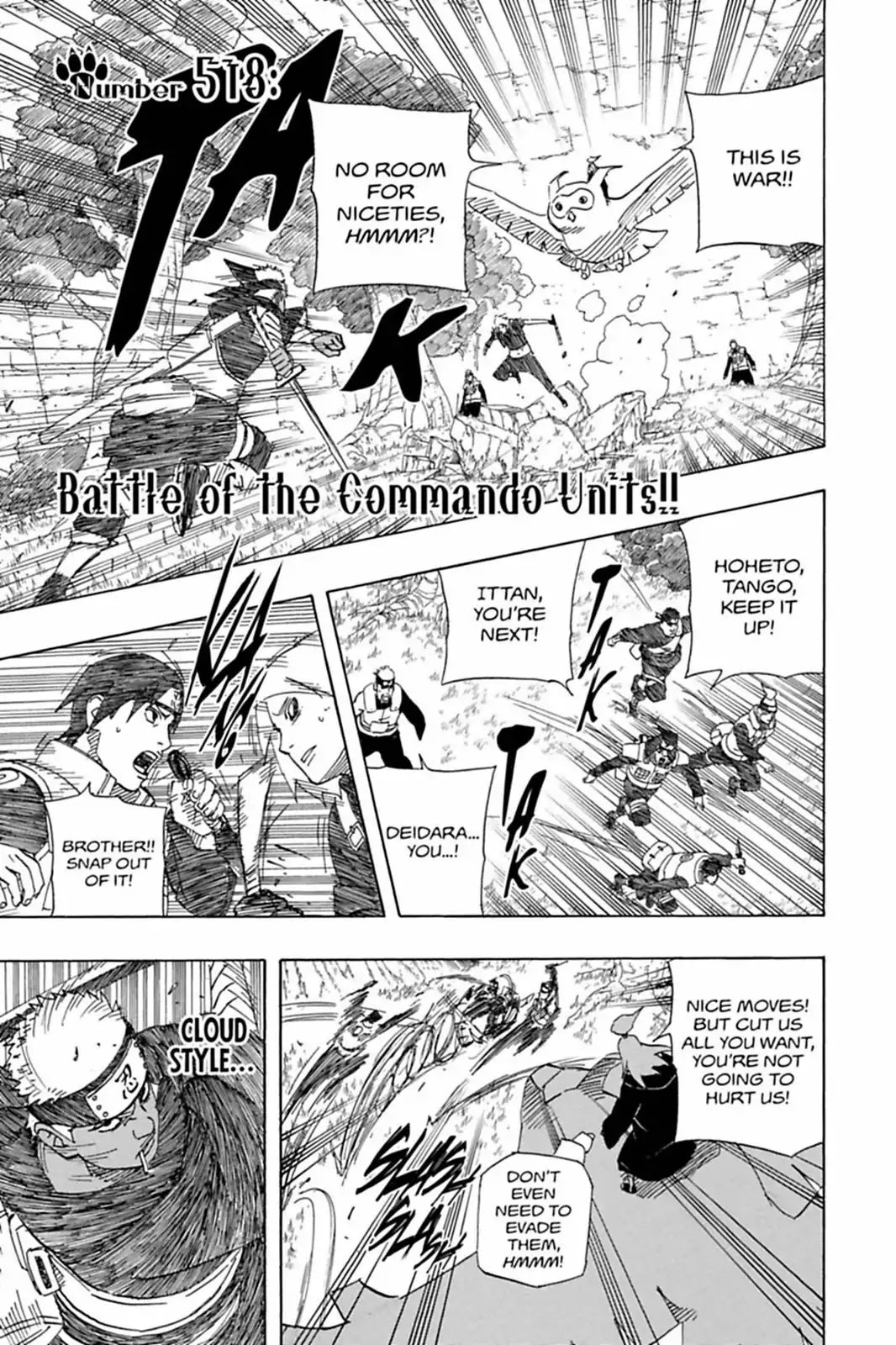 Naruto Chapter 518 page 1 - Chapter 518: Battle Of The Commando Units!!