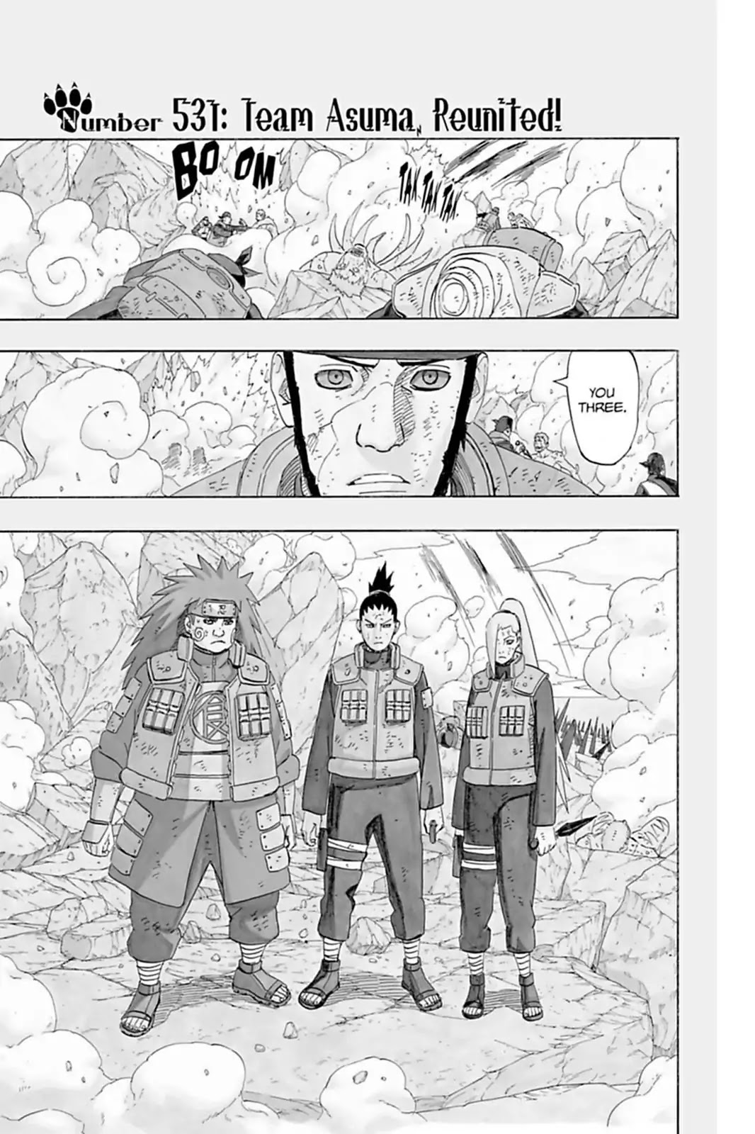 Naruto Chapter 531 page 1 - Chapter 531: Team Asuma, Reunited!