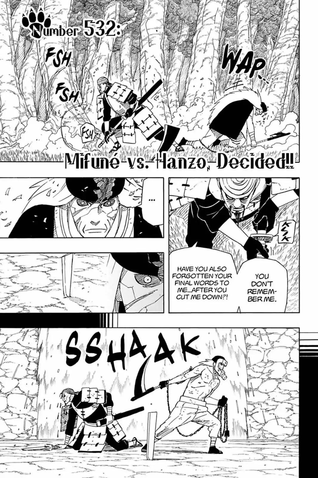 Naruto Chapter 532 page 1 - Chapter 532: Mifuné Vs. Hanzo Decided!!