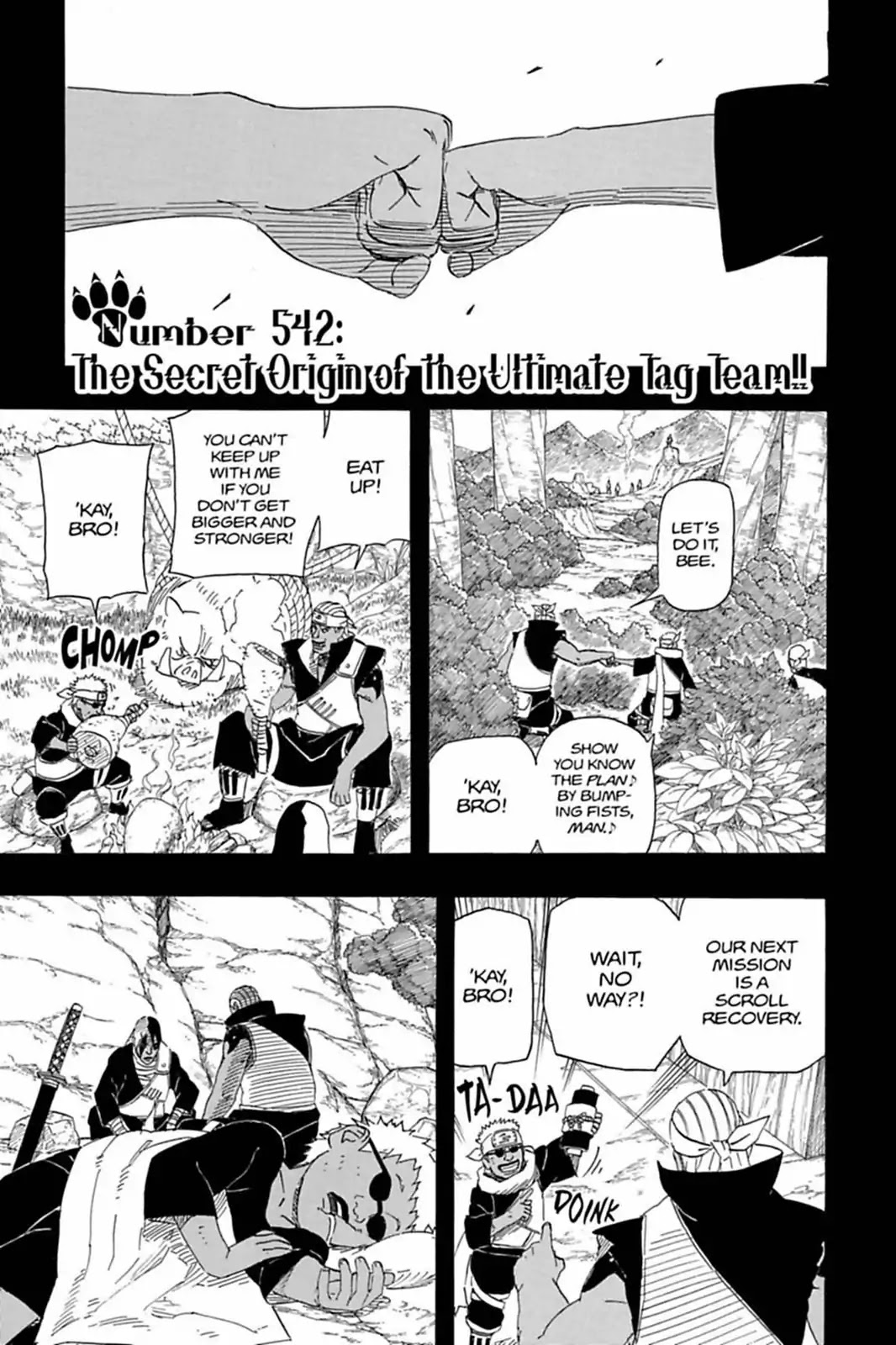 Naruto Chapter 542 page 1 - Chapter 542: The Secret Origin Of The Ultimate Tag Team!!