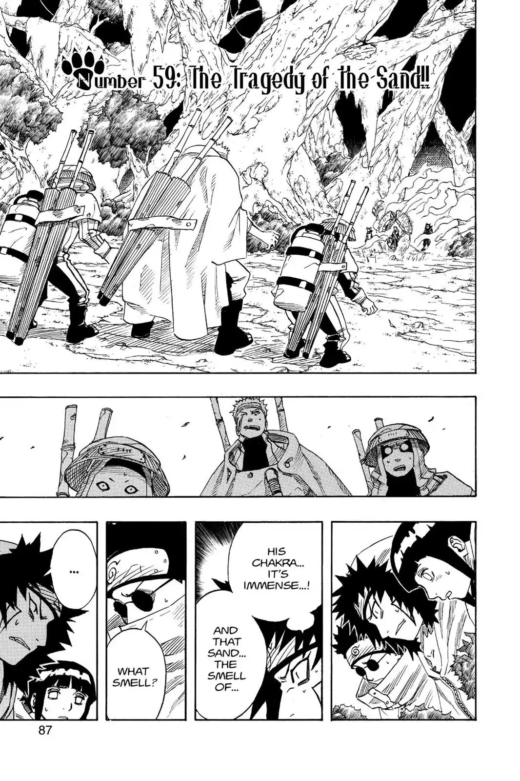 Naruto Chapter 59 page 1 - Chapter 59: The Tragedy Of The Sand!!