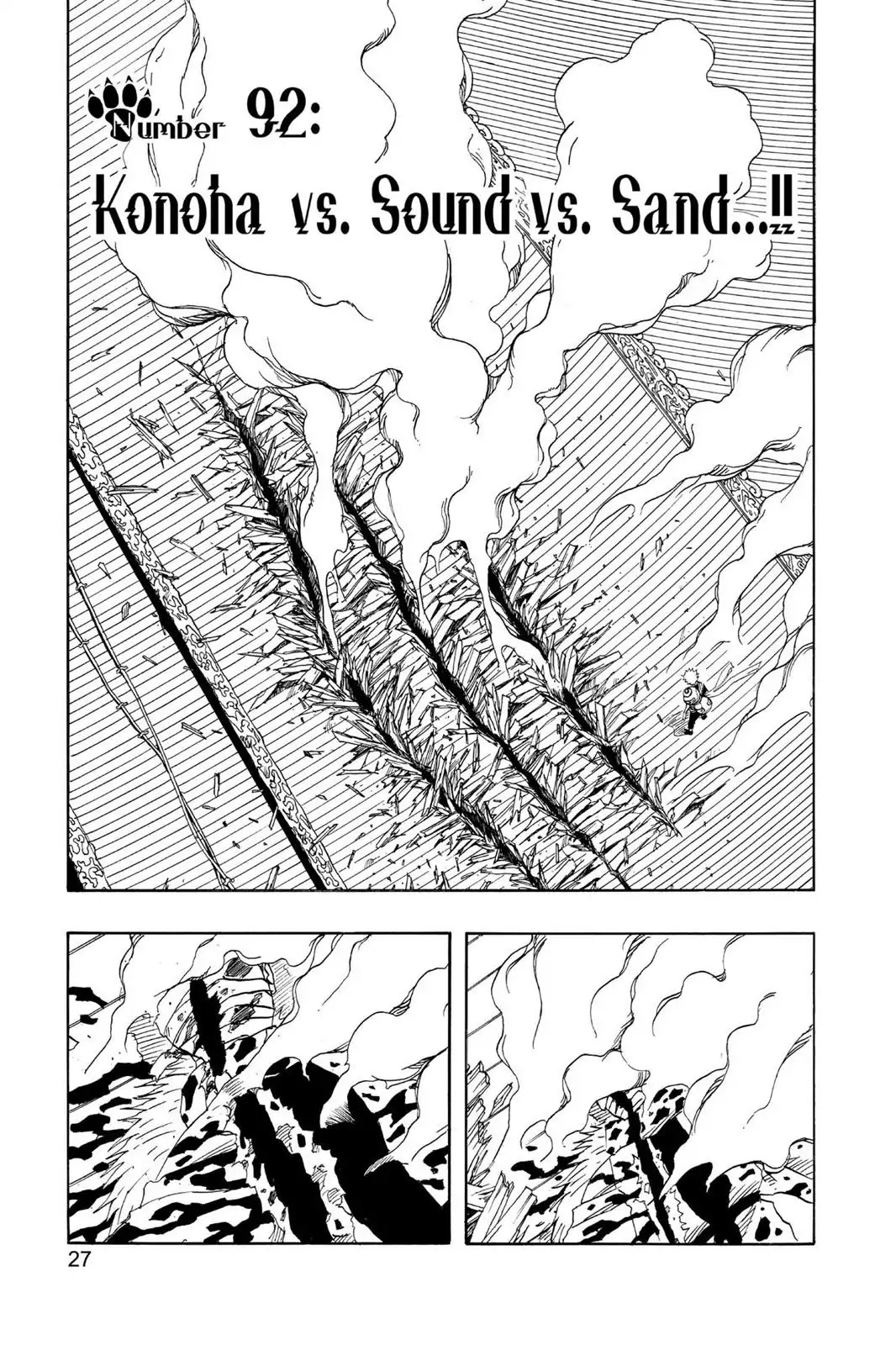 Naruto Chapter 92 page 1 - Chapter 92: Konoha Vs. Sound Vs. Sand...!!