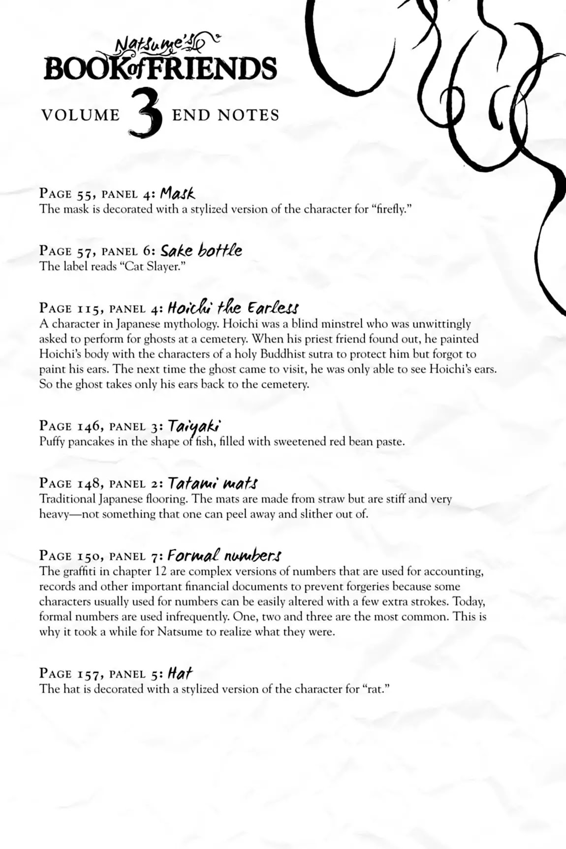 Natsume Yuujinchou Chapter 12.6 page 1 - Vol.3 End Notes