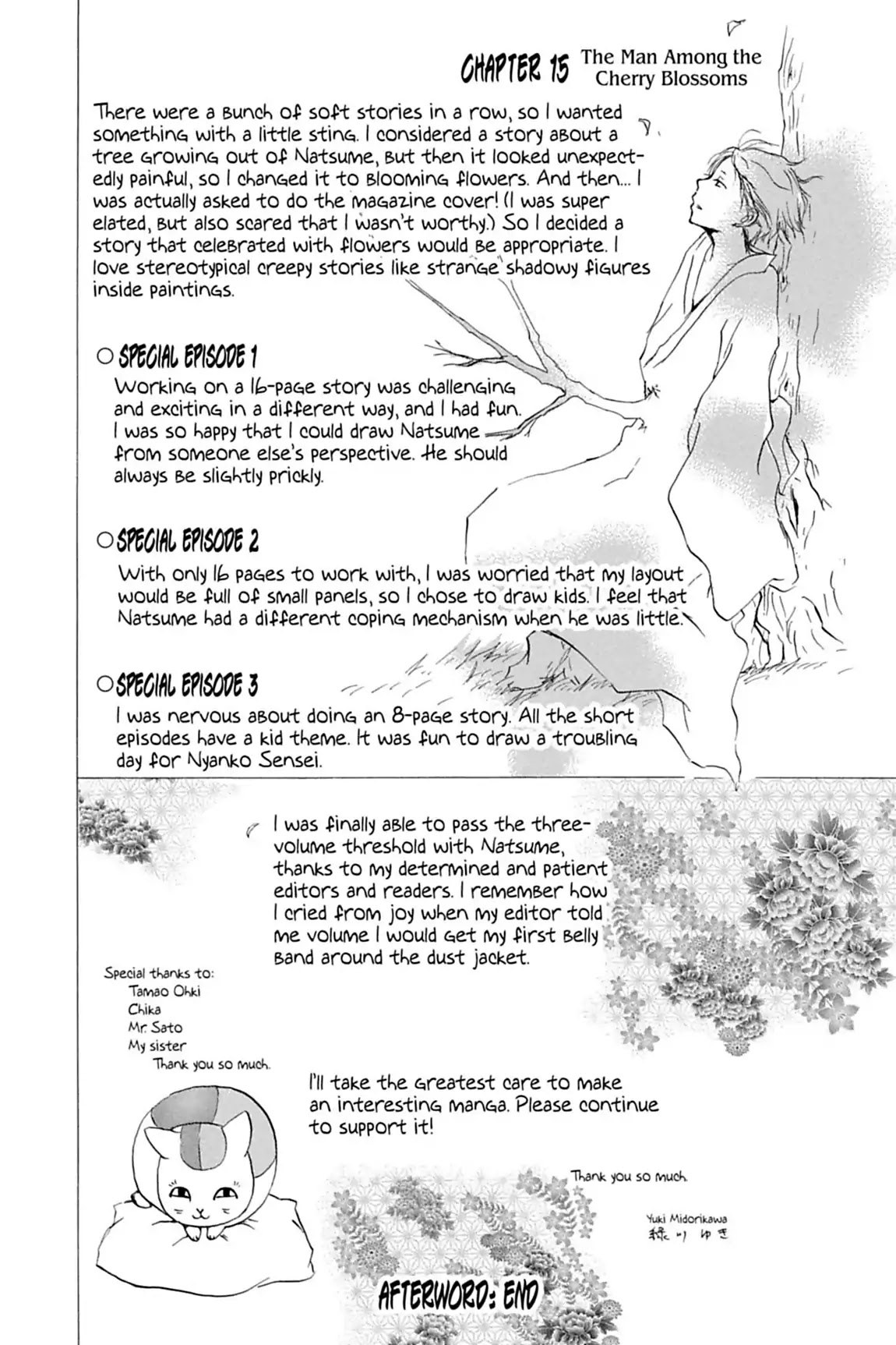 Natsume Yuujinchou Chapter 15.8 page 2 - Vol.4 Afterword