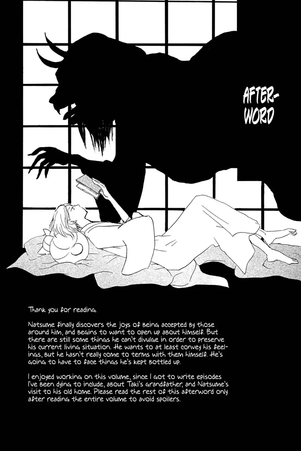 Natsume Yuujinchou Chapter 46.5 page 1 - Vol.11 Afterword