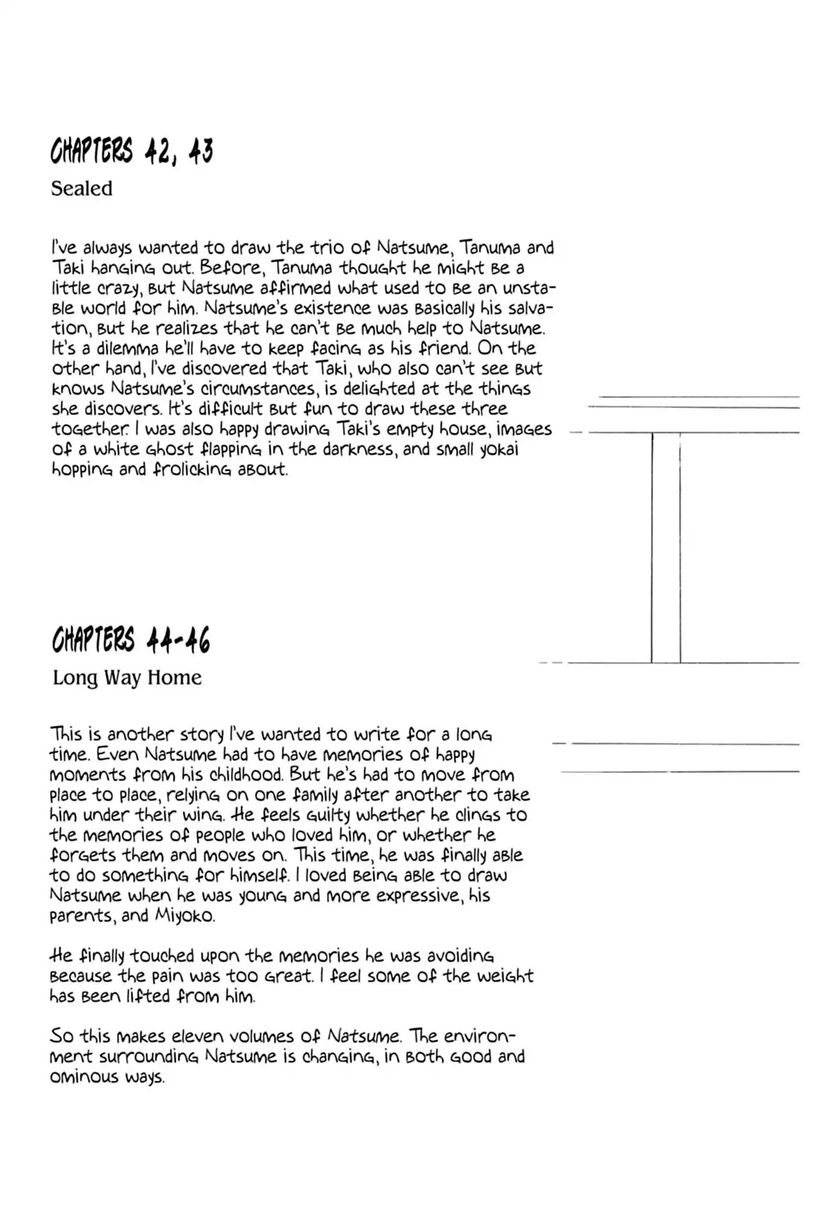 Natsume Yuujinchou Chapter 46.5 page 3 - Vol.11 Afterword