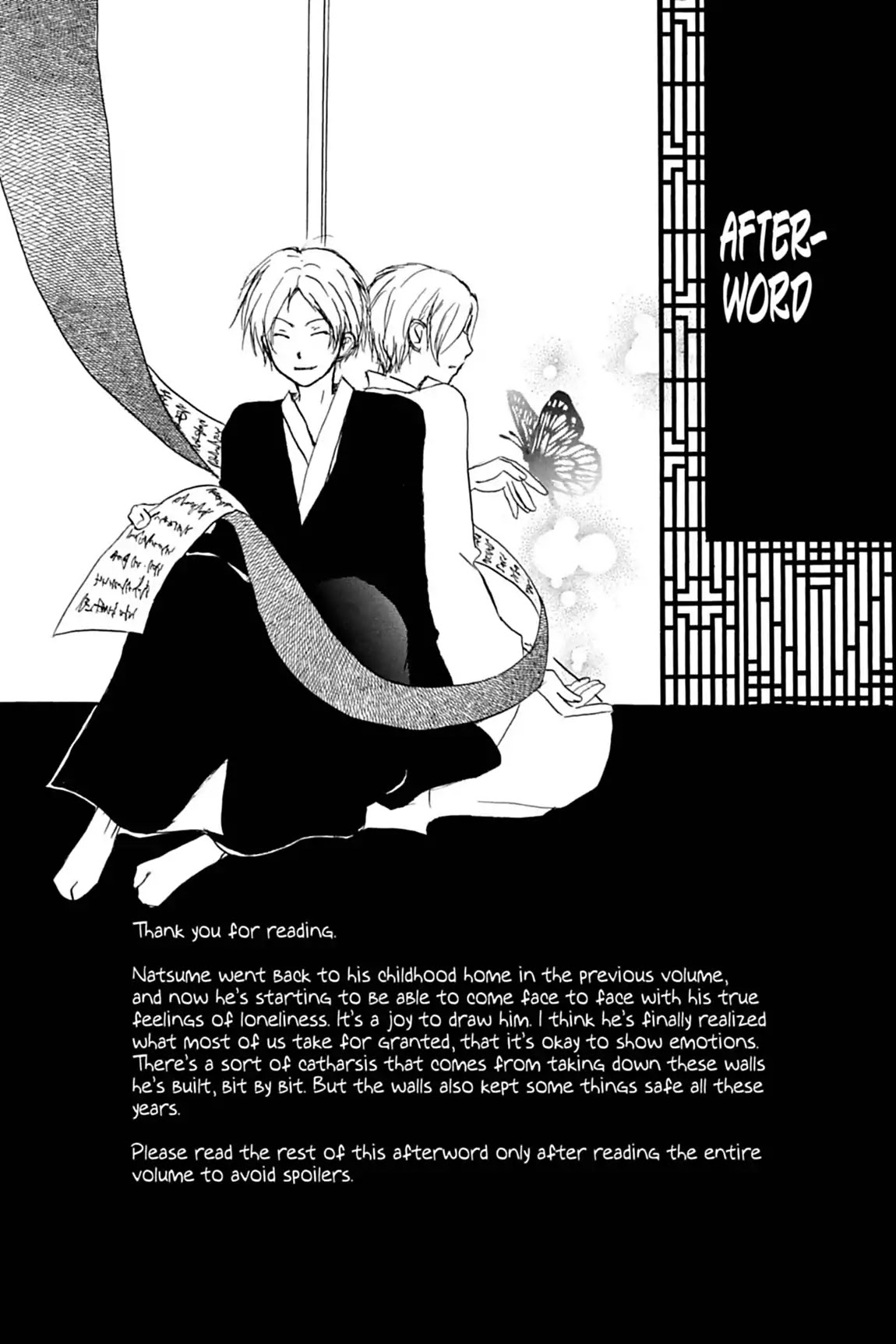 Natsume Yuujinchou Chapter 51.5 page 1 - Vol.12 Afterword