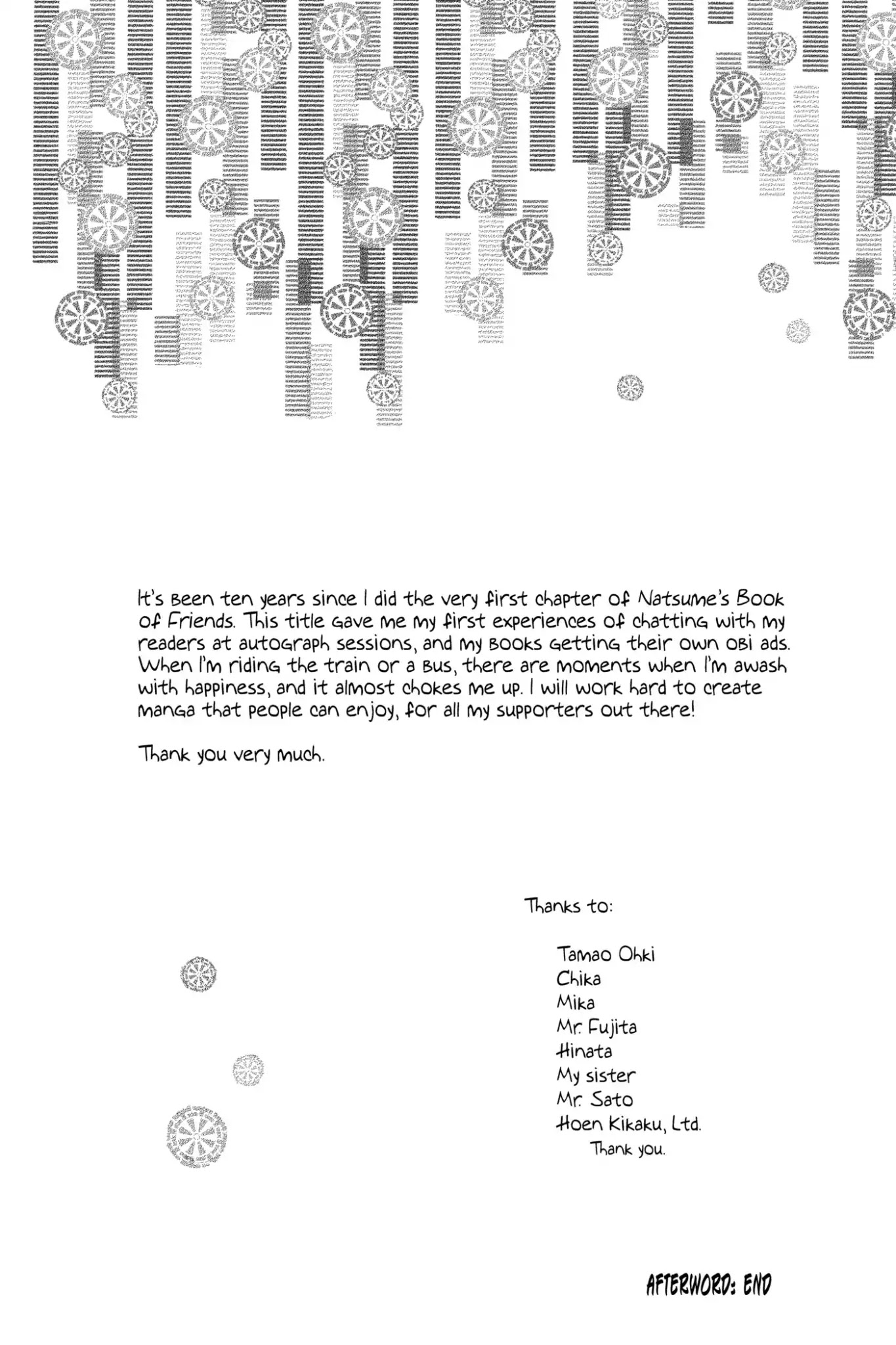 Natsume Yuujinchou Chapter 63.6 page 4 - Vol.15 Afterword