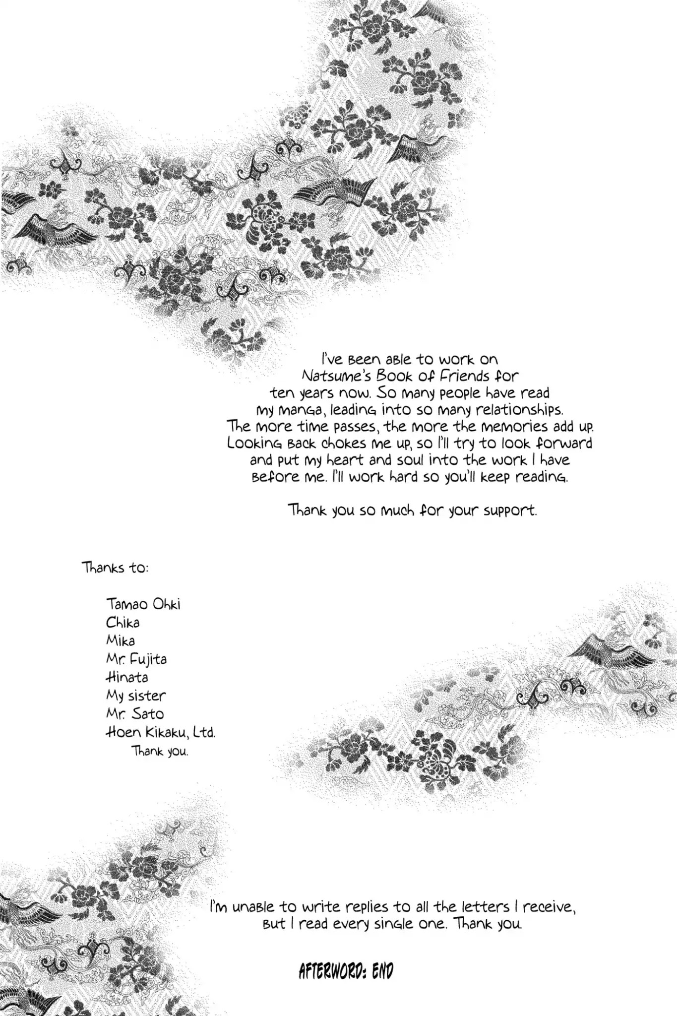 Natsume Yuujinchou Chapter 70.7 page 4 - Vol.17 Afterword