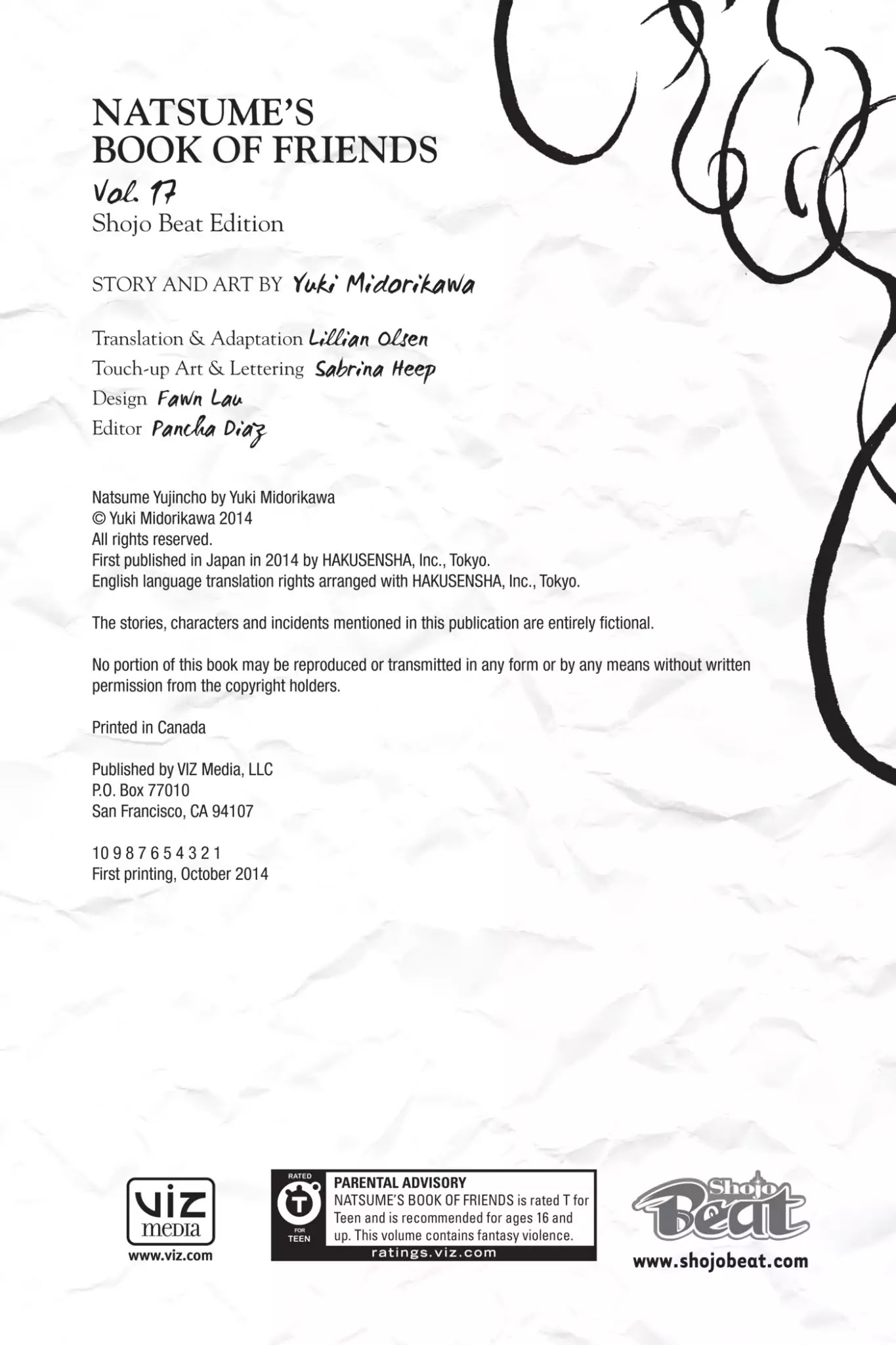 Natsume Yuujinchou Chapter 70.8 page 3 - Vol.17 End Notes