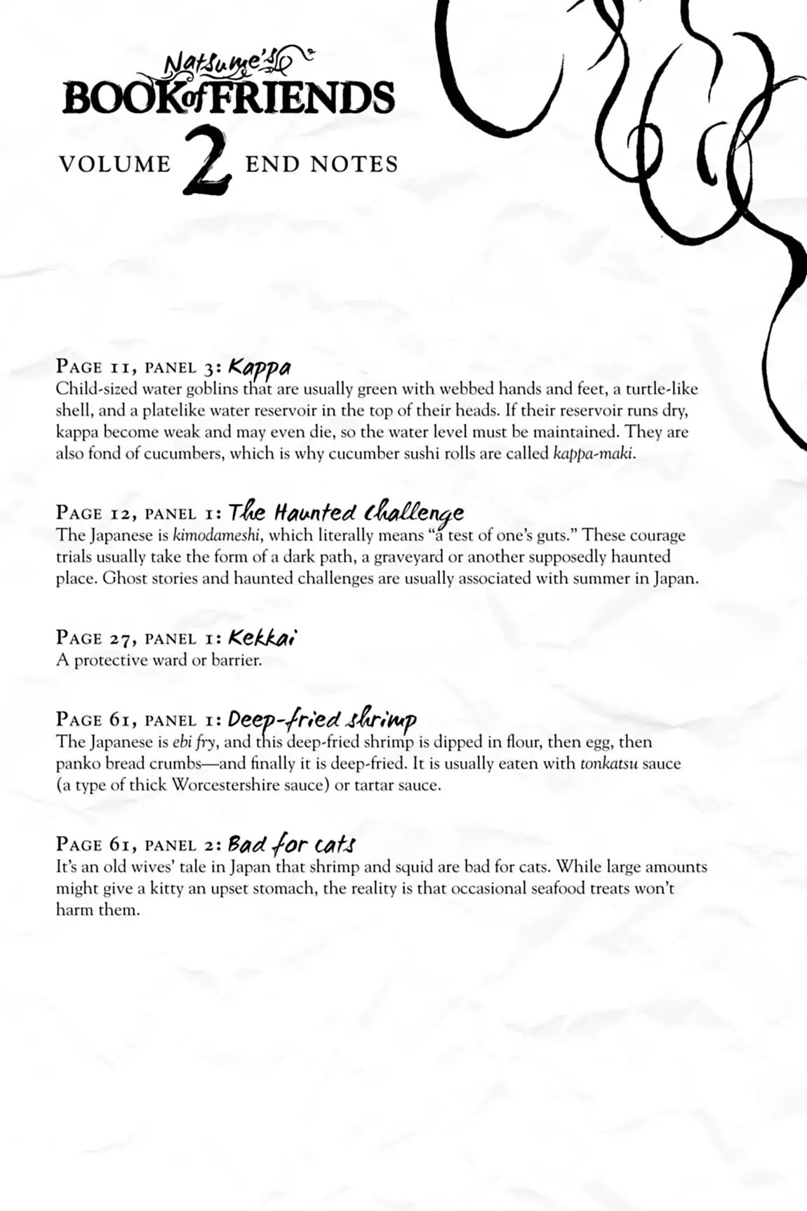 Natsume Yuujinchou Chapter 8.6 page 1 - Vol.2 End Notes