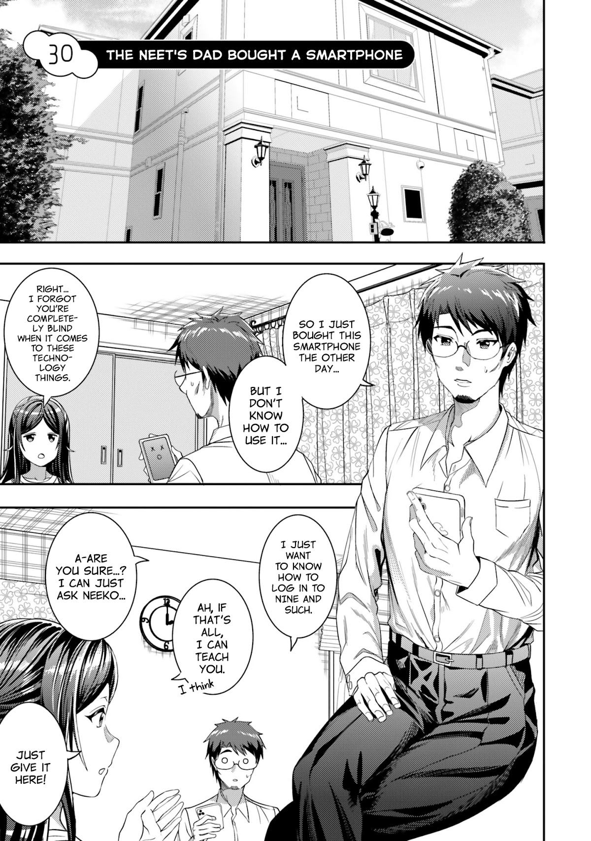 Neeko wa Tsurai yo Chapter 30 page 1 - Chapter 30: The NEET's Dad Bought a Smartphone