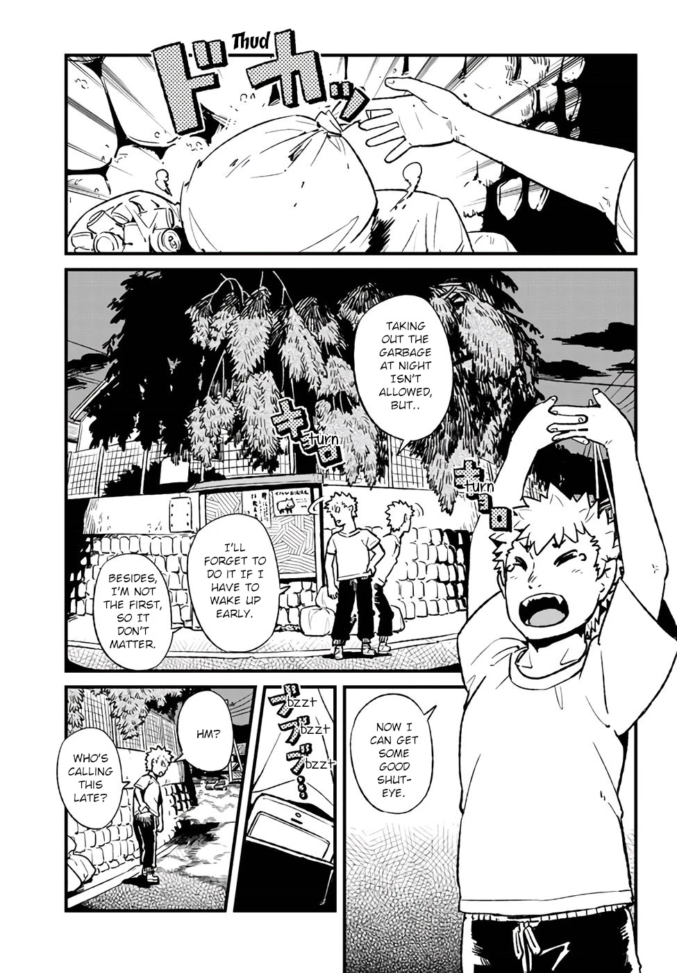 Neko Musume Michikusa Nikki Chapter 113 page 1 - Chapter 113: Passing the Time Throwing Trash Away at Midnight