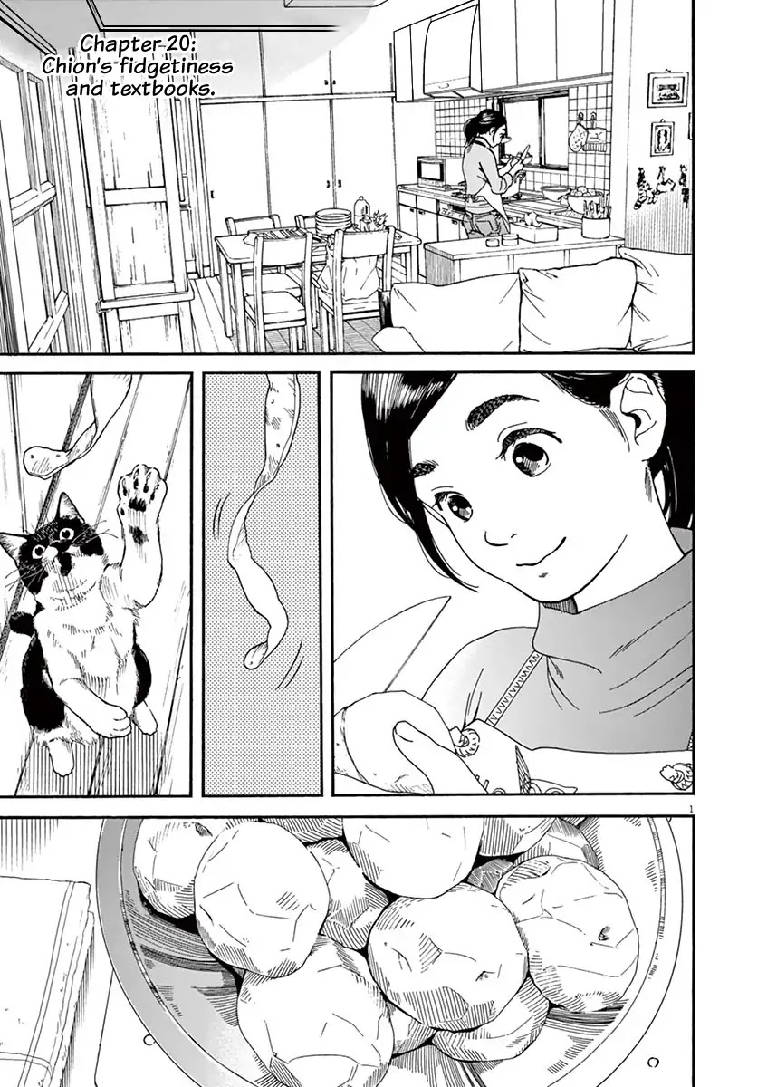 Neko no Otera no Chion-san Chapter 20 page 1 - Chapter 20: Chion's fidgetiness and textbooks