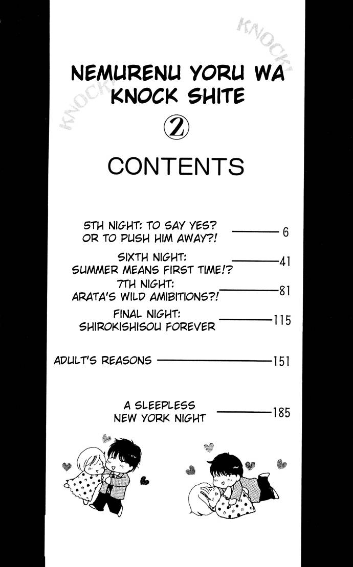 Nemurenu Yoru wa Knock Shite Chapter 2.1 page 6 - Vol.2 Chapter 1 : Fifth Night: To say yes? Or to push him away?!