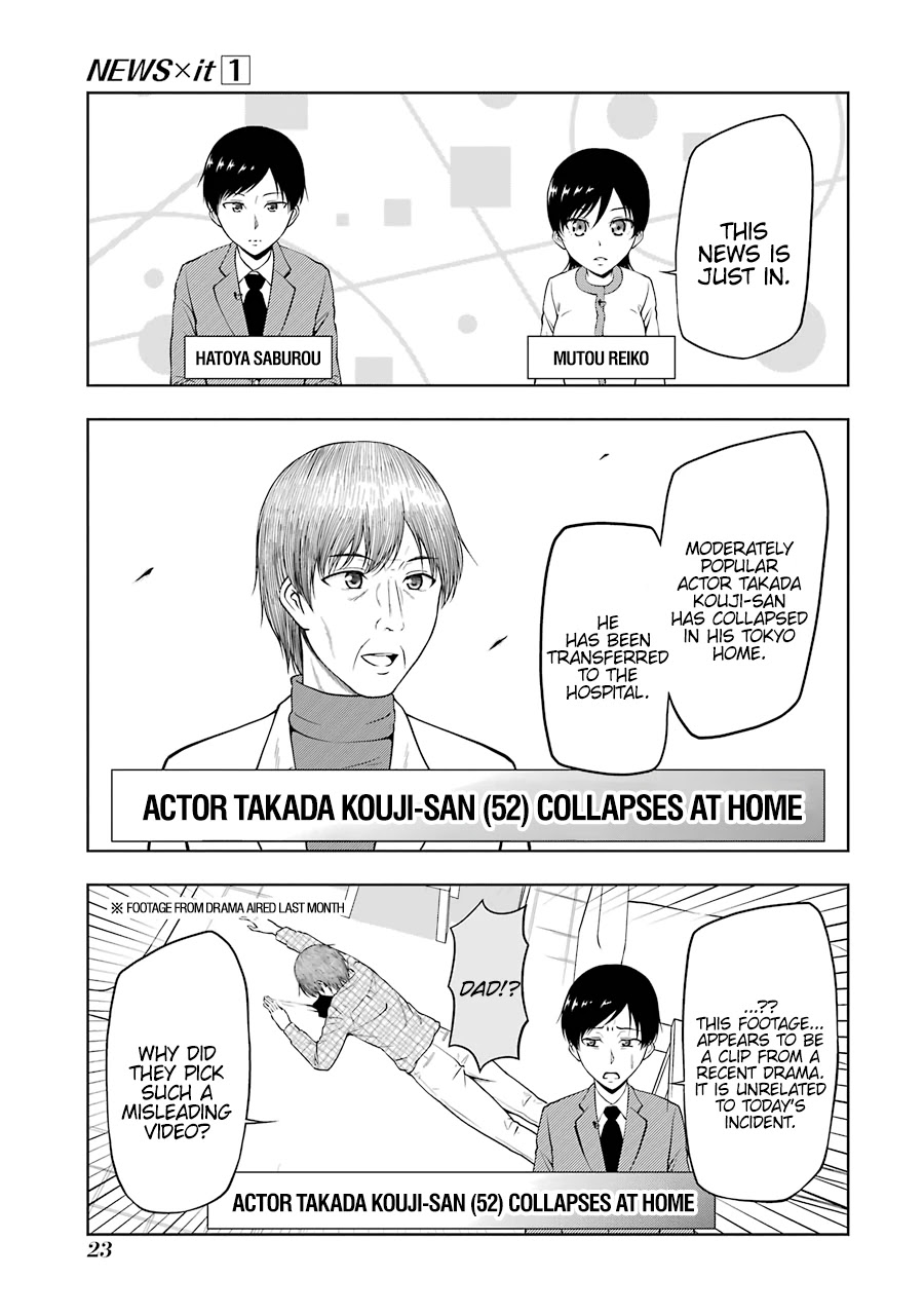 NEWS×it Chapter 3 page 1 - Chapter 3: Actor Takada Kouji Collapses at Home