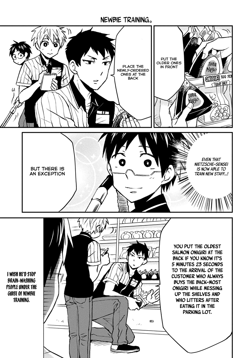 Nietzsche-sensei - Konbini ni, Satori Sedai no Shinjin ga Maiorita Chapter 7 page 6 - Chapter 7: 7 Hours: Shibaken Arrives in the Shop
