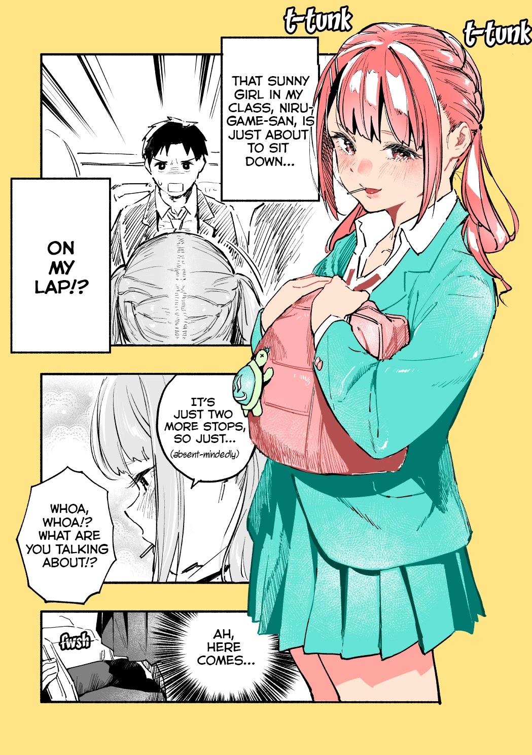 Nirugame-chan With the Huge Ass and Usami-kun Chapter 13 page 1 - Chapter 13: A Story of a Girl With a Huge Ass Who Sits On His Lap for Two Stops