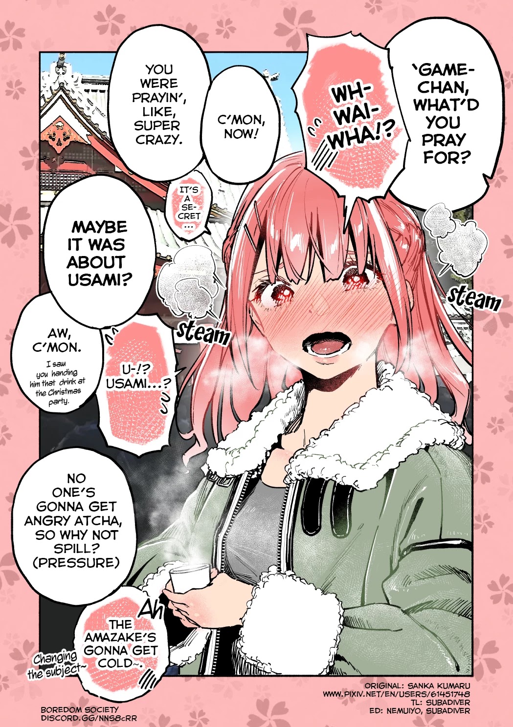 Nirugame-chan With the Huge Ass and Usami-kun Chapter 14 page 1 - Chapter 14: Nirugame-chan Who's Put Through the Wringer by a Friend on Her New Year's Shrine Visit