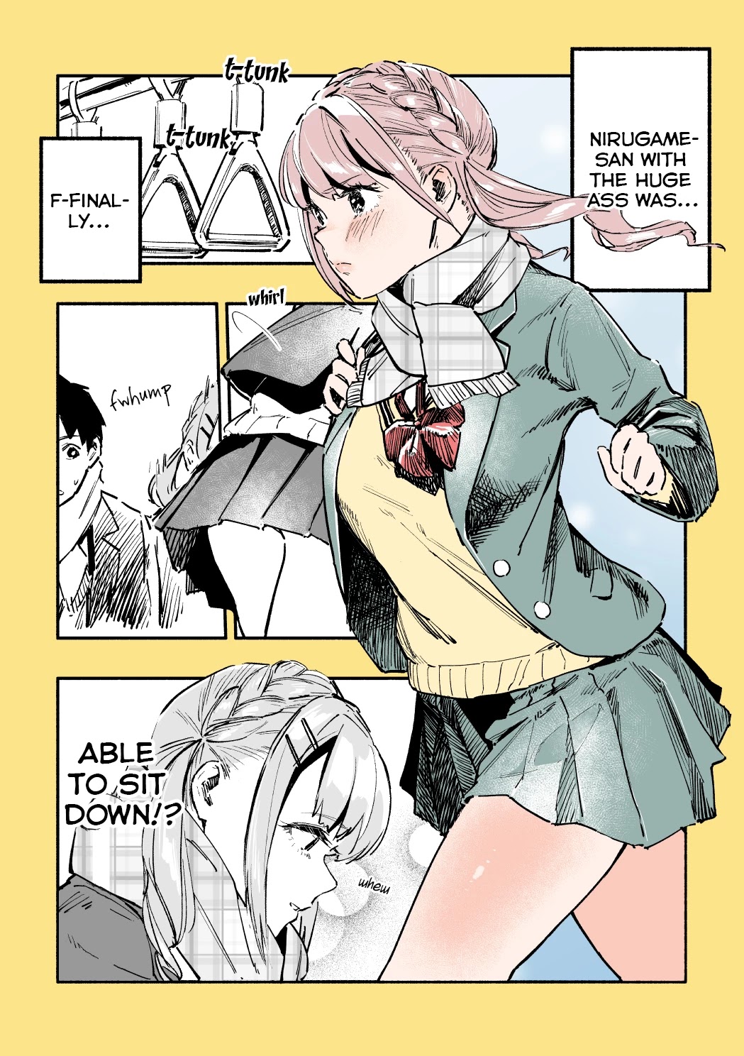 Nirugame-chan With the Huge Ass and Usami-kun Chapter 17 page 1 - Chapter 17: A Story of a Girl With a Huge Ass Once Again Failing to Sit Down