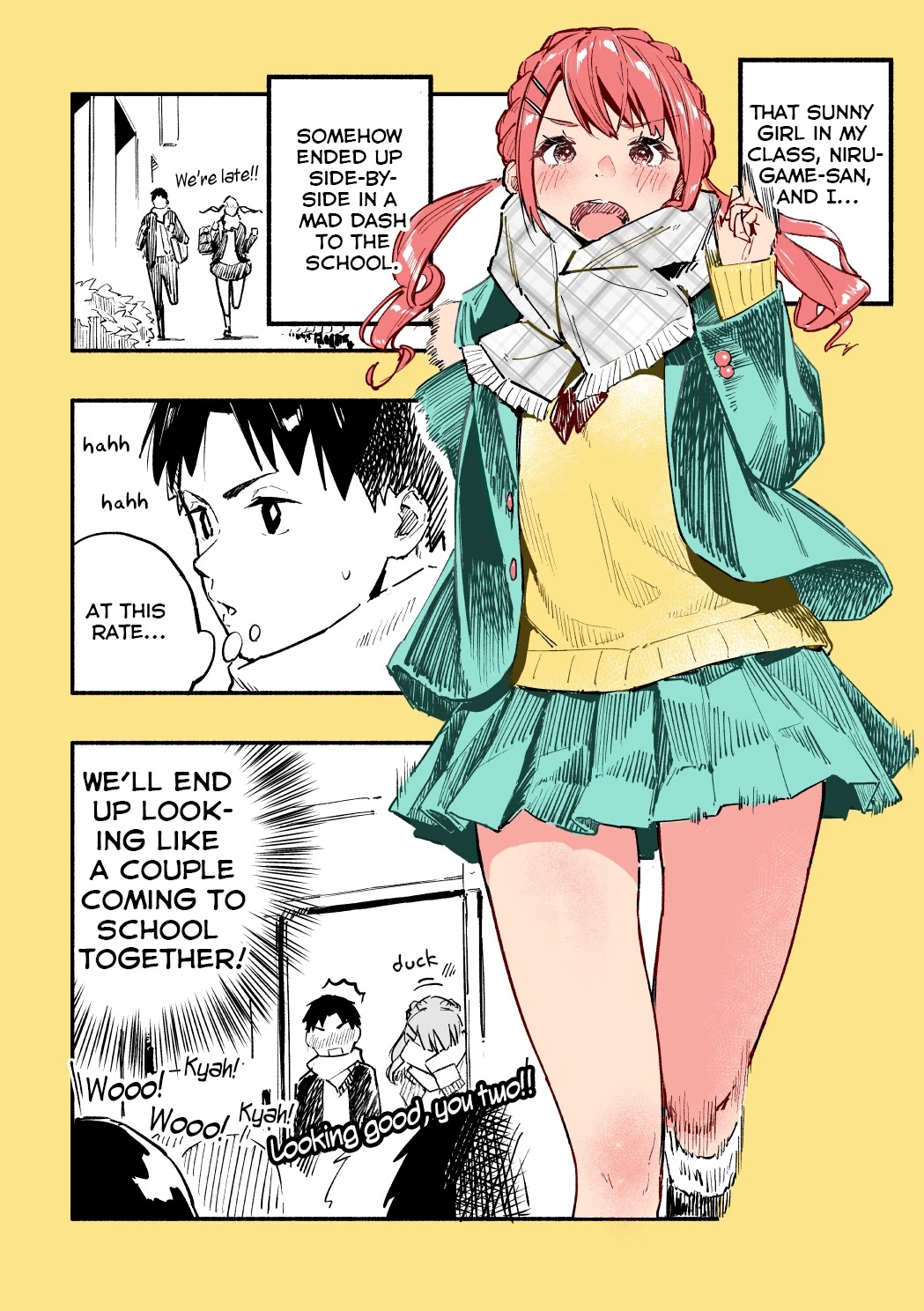 Nirugame-chan With the Huge Ass and Usami-kun Chapter 21 page 1 - Chapter 21: A Story of a Girl With a Huge Ass and I Who Fail at Going to School