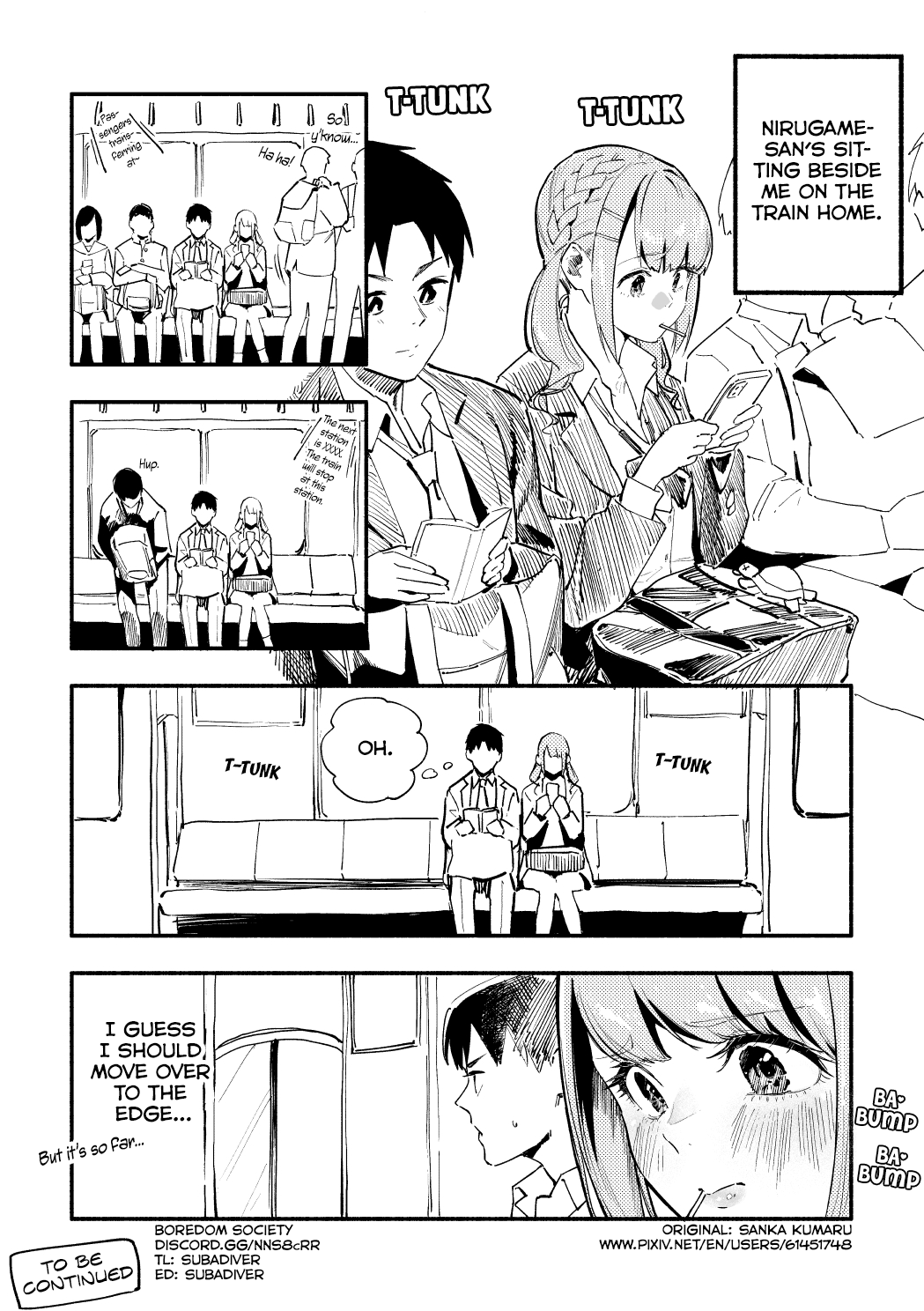 Nirugame-chan With the Huge Ass and Usami-kun Chapter 26 page 1 - Chapter 26: A Story of Feeling Awkward on The Train With a Girl With a Huge Ass