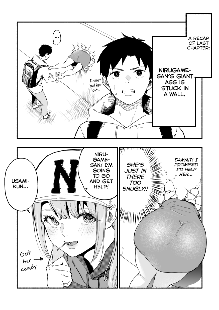 Nirugame-chan With the Huge Ass and Usami-kun Chapter 29 page 1 - Chapter 29: A Story of Pulling a Girl With a Huge Ass Out