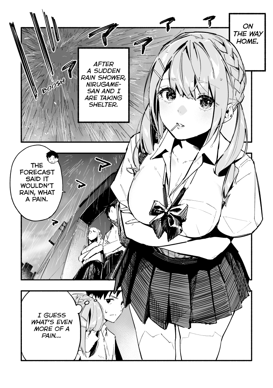 Nirugame-chan With the Huge Ass and Usami-kun Chapter 32 page 1 - Chapter 32: A Story of Sheltering From the Rain With a Girl With a Huge Ass