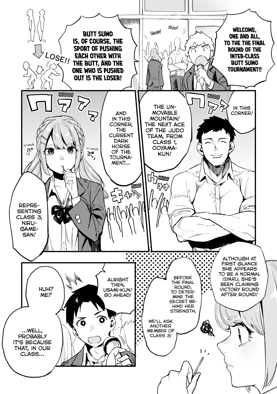 Nirugame-chan With the Huge Ass and Usami-kun Chapter 36 page 1 - Chapter 36: A Story of a Girl With a Huge Ass Who Loses in the Final