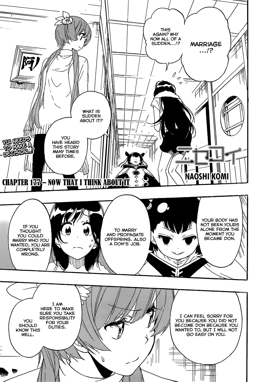Nisekoi Chapter 177 page 1 - Chapter 177: Now That I Think About It