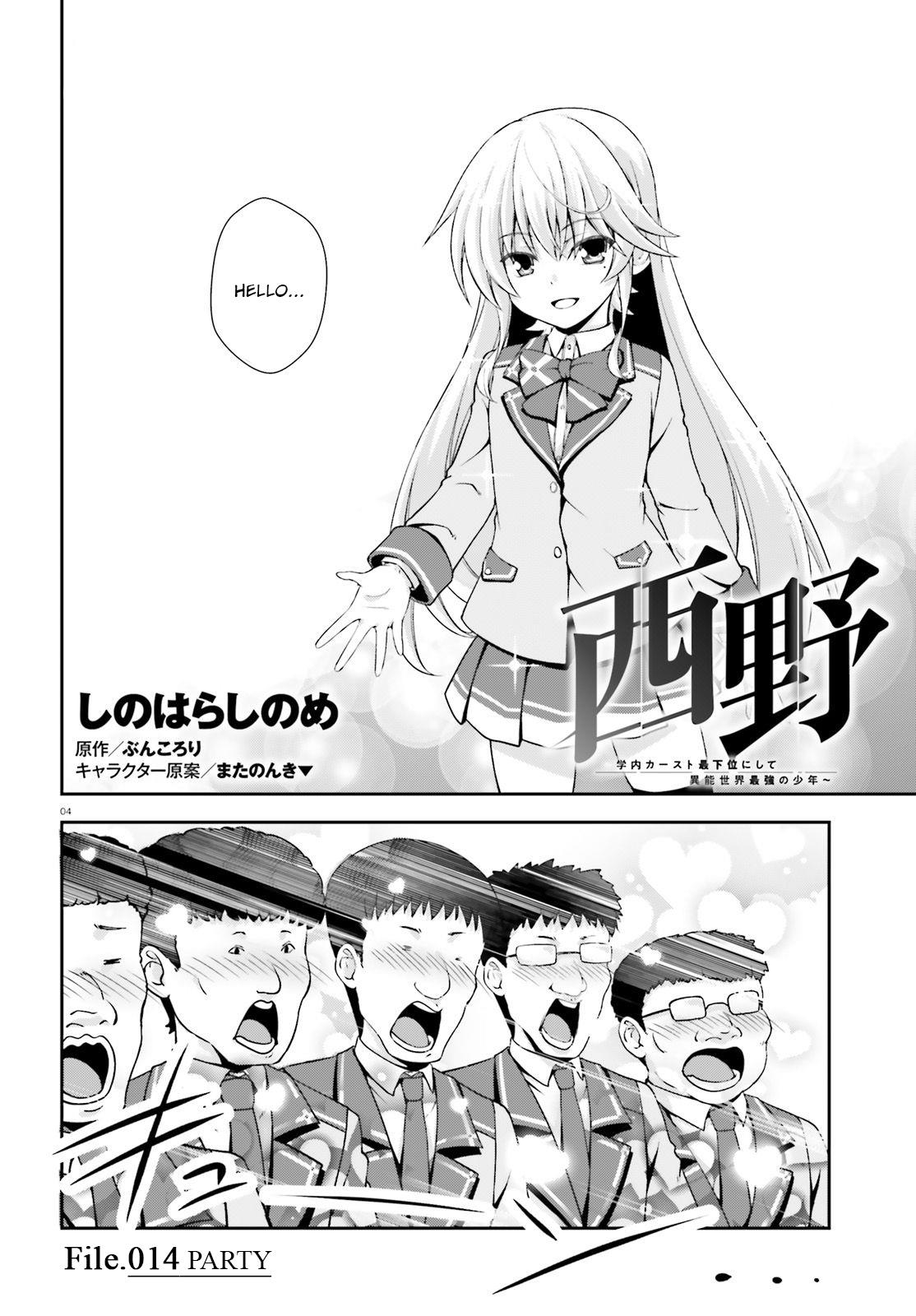Nishino – The Boy At The Bottom Of The School Caste And Also At The Top Of The Underground Chapter 14 page 4 - Chapter 14: File.014 Party