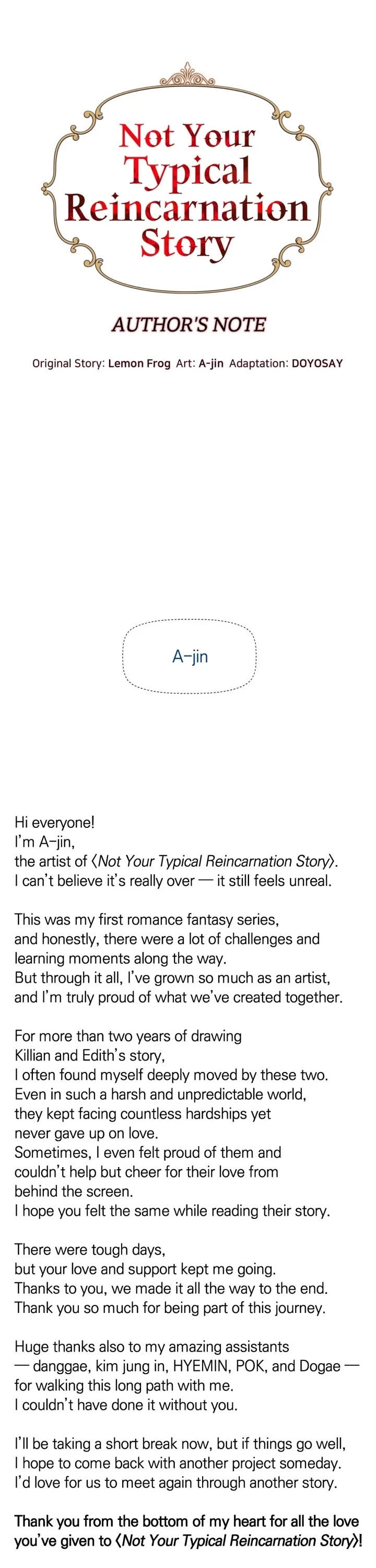 Not Your Typical Reincarnation Story Chapter 116 page 1 - Chapter 116: Afterword [END]