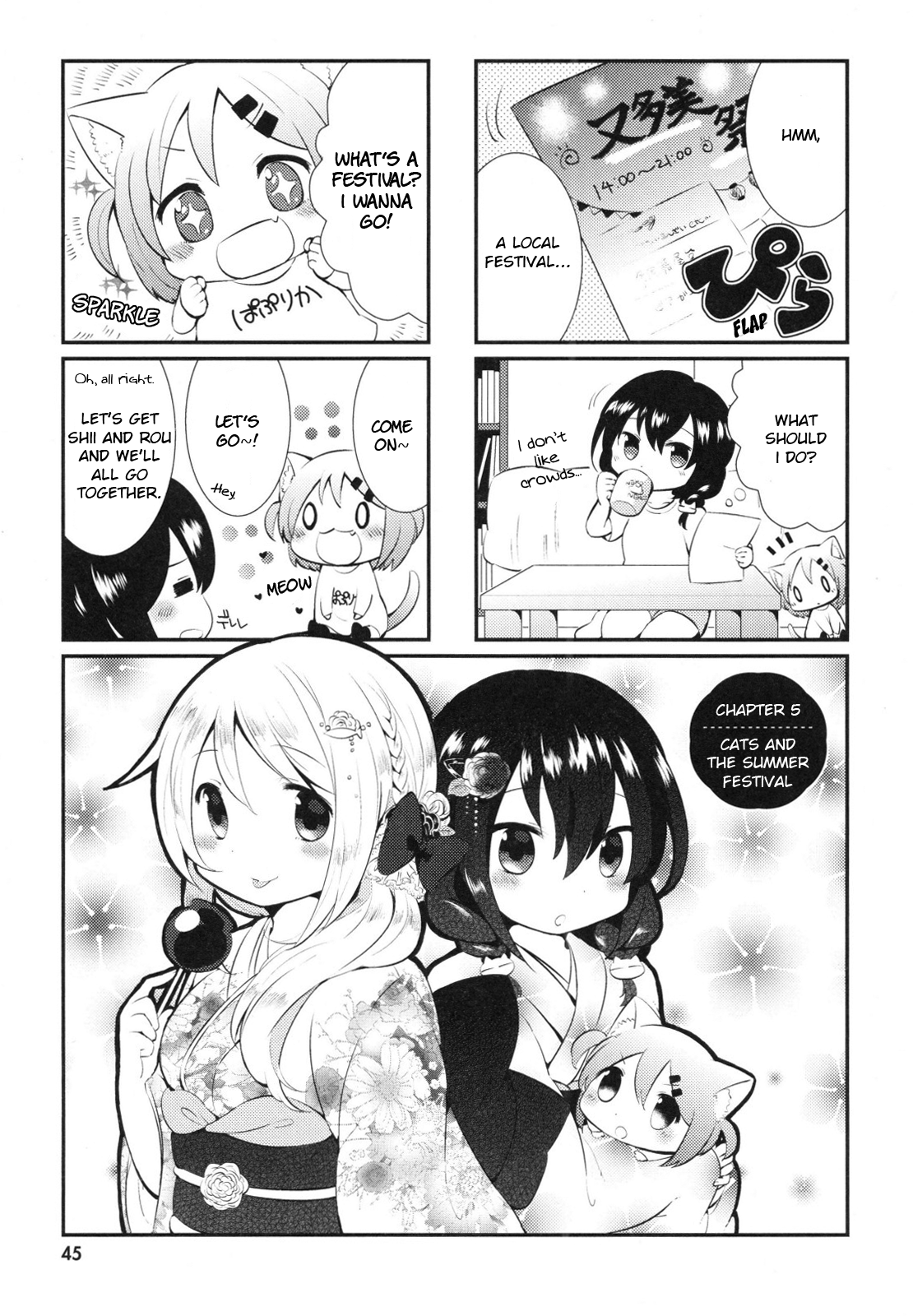 Nyanko Days Chapter 5 page 1 - Chapter 5: Cats And The Summer Festival