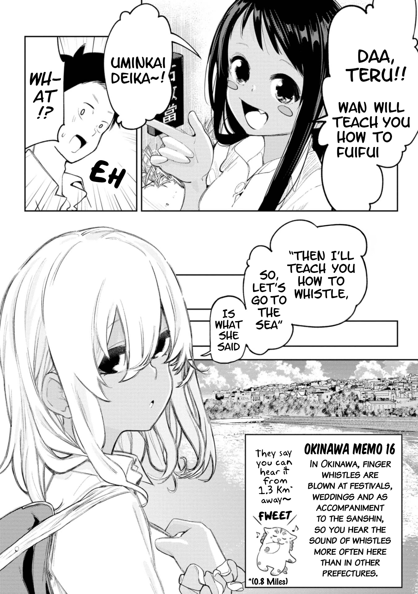 Okinawa de Suki ni Natta Ko ga Hougen Sugite Tsura Sugiru Chapter 13 page 2 - Chapter 13: Feefeefuchibusaraa, Uminkai (If you're going to whistle, do it in the beautiful sea)