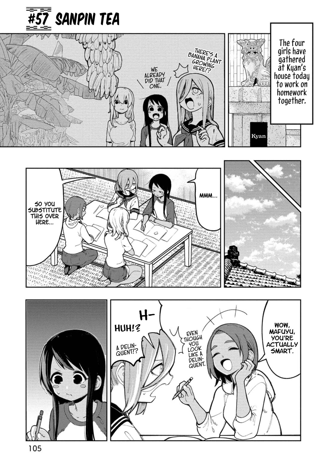 Okinawa de Suki ni Natta Ko ga Hougen Sugite Tsura Sugiru Chapter 57 page 1 - Chapter 57: Sanpin Tea