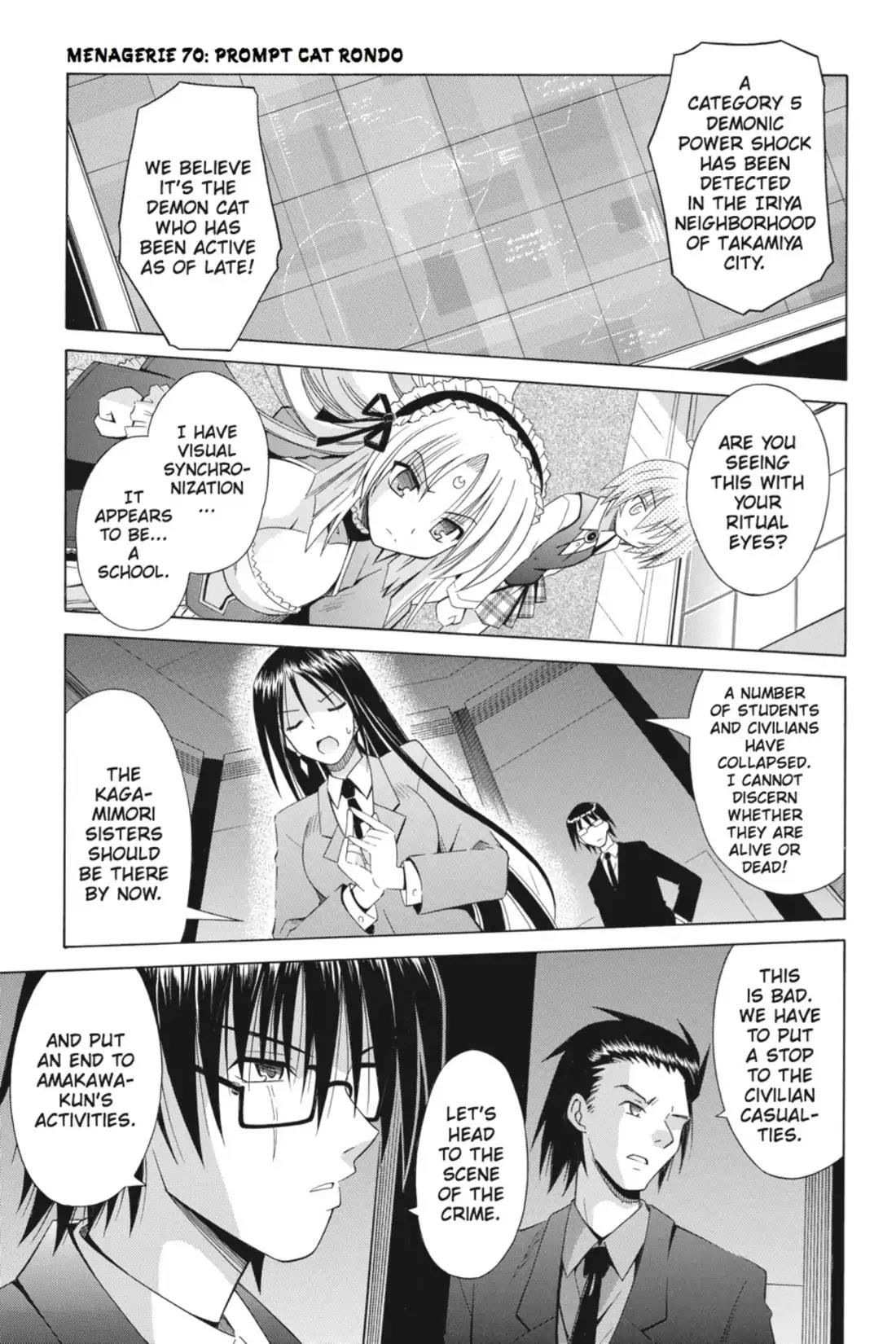 Omamori Himari Chapter 70 page 1 - Chapter 70: Vol.12 Menagerie 70: Prompt Cat Rondo