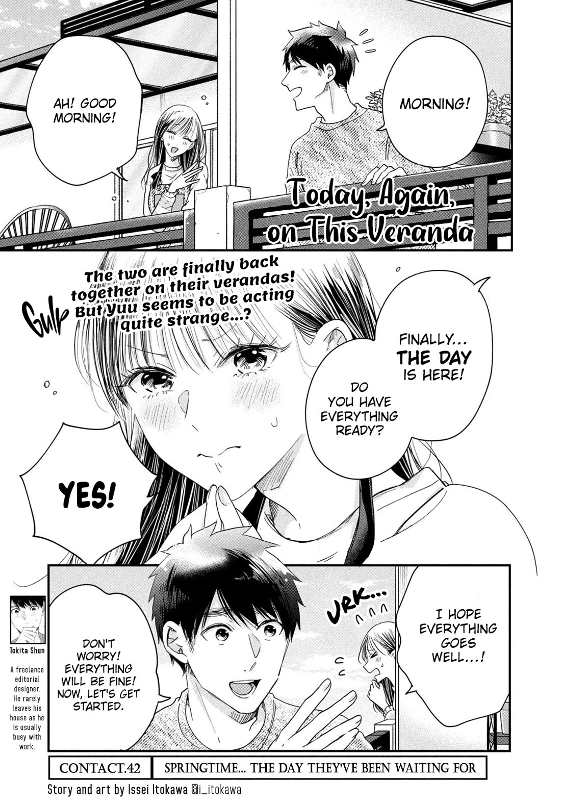 On the Balcony Again Today Chapter 42 page 1 - Chapter 42: Springtime… the Day They’ve Been Waiting For