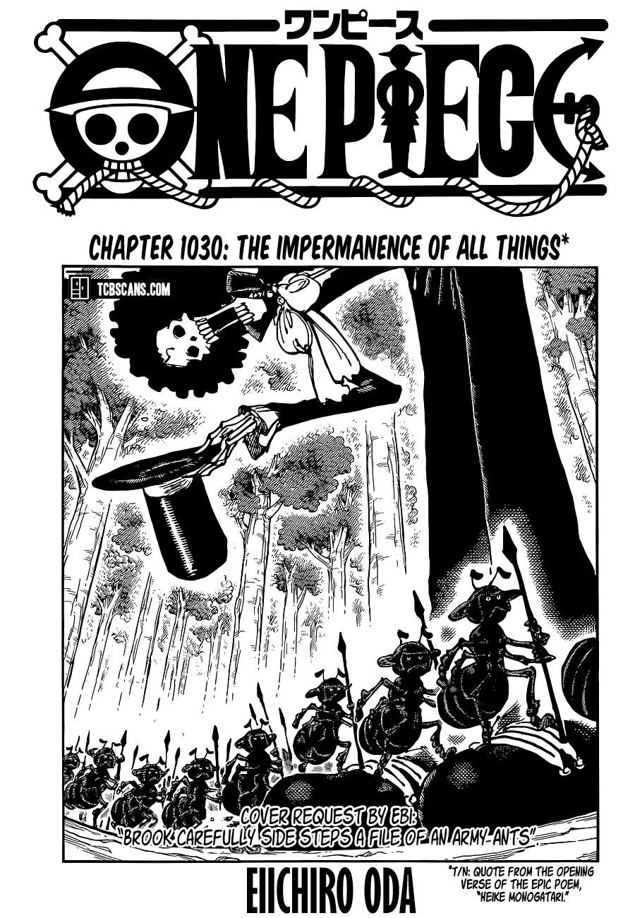 One Piece Chapter 1030 page 1 - Chapter 1030: Echoing the Impermanence of All Things