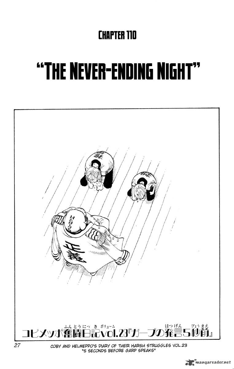 One Piece Chapter 110 page 1 - Chapter 110: The Night Isn't Over