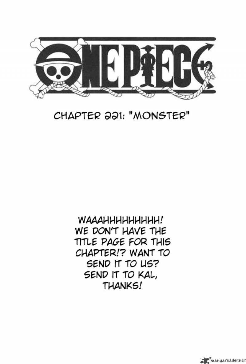 One Piece Chapter 221 page 1 - Chapter 221: Monsters