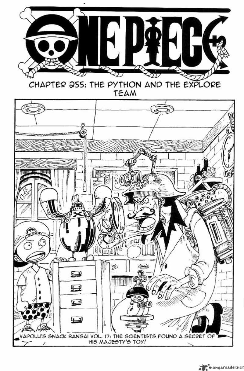 One Piece Chapter 255 page 1 - Chapter 255: The Anaconda and the Search Team