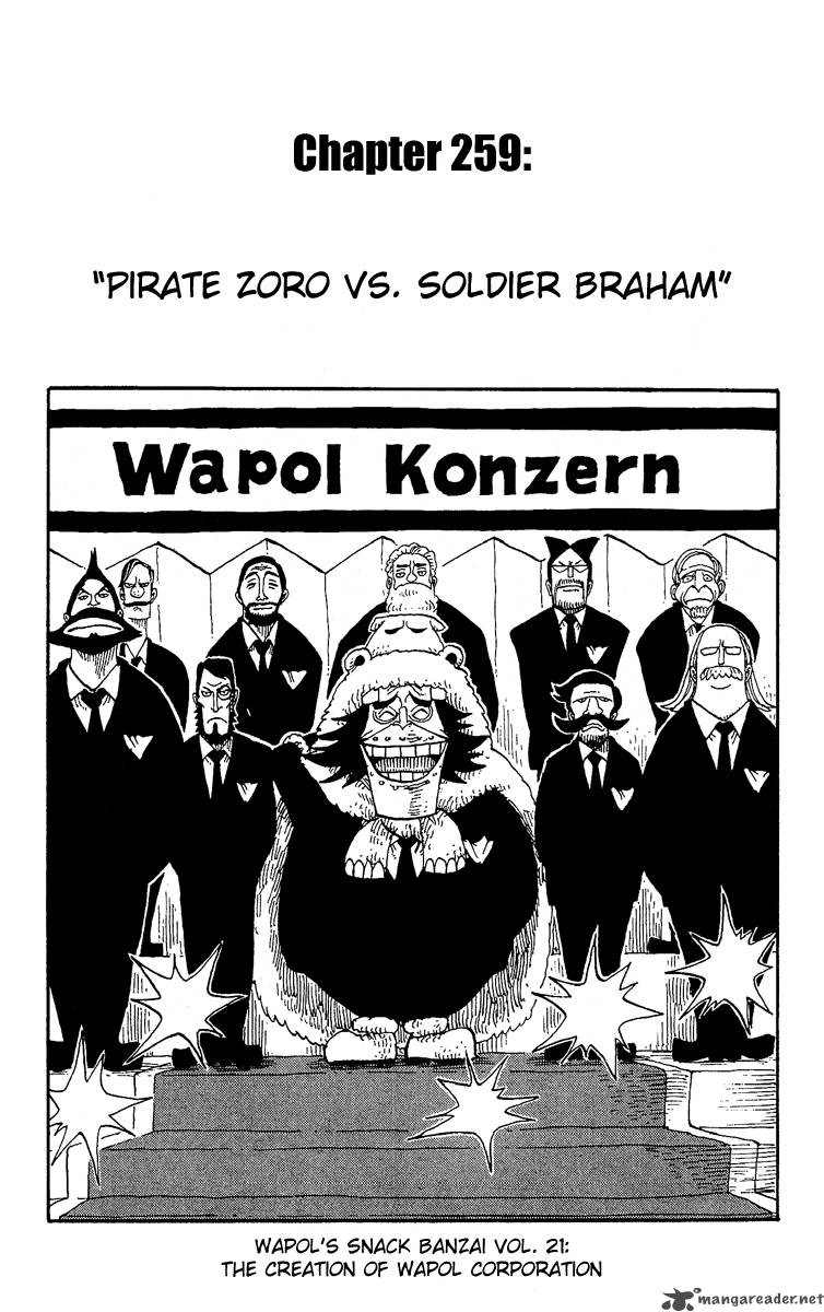 One Piece Chapter 259 page 1 - Chapter 259: Pirate Zoro vs. Warrior Braham