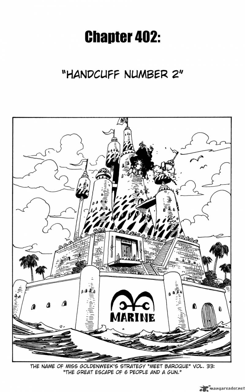 One Piece Chapter 402 page 1 - Chapter 402: Handcuffs No. 2