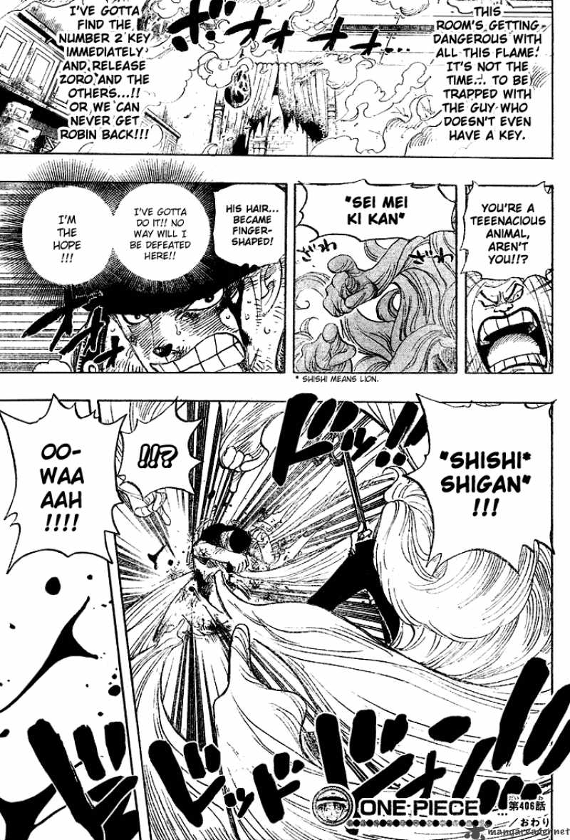 One Piece Chapter 406 page 18 - Chapter 406: Seimei Kikan