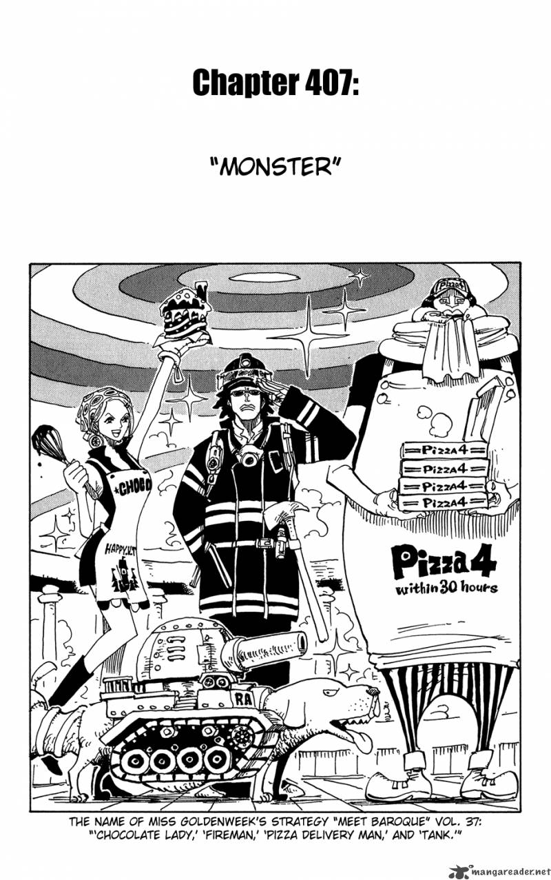 One Piece Chapter 407 page 1 - Chapter 407: Monster