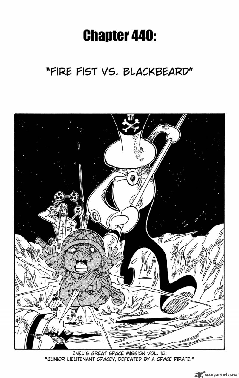 One Piece Chapter 440 page 1 - Chapter 440: Fire Fist vs Blackbeard