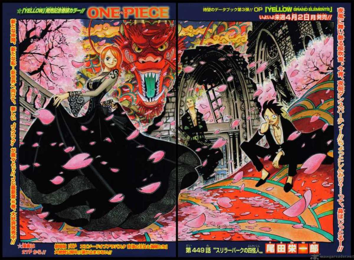 One Piece Chapter 449 page 1 - Chapter 449: The Mysterious Four of Thriller Bark